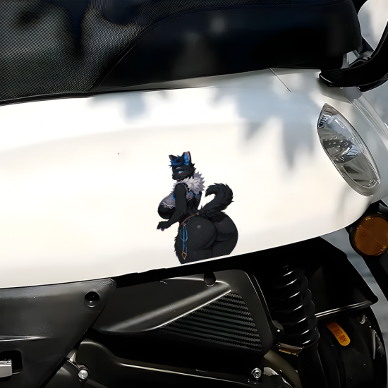 Anthro Wolf Girl by Futuristic Car Sticker, durable and weather-resistant, perfect for outdoor gear and vehicles. Vinyl car decals suitable for cars, motorcycles, laptops, computers, backpacks, water bottles, and more.