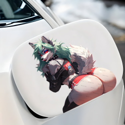 Rocker Roxanne Wolf - Sexy Furry Decal, designed for MacBooks, iPhones, travel cases, guitars, and fridges. Vinyl car decals suitable for cars, motorcycles, laptops, computers, backpacks, water bottles, and more.