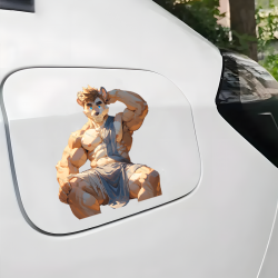 Muscular Furry Lion with Purple Car Sticker, adds a personal touch to your luggage, travel bags, and backpacks. Vinyl car decals suitable for cars, motorcycles, laptops, computers, backpacks, water bottles, and more.
