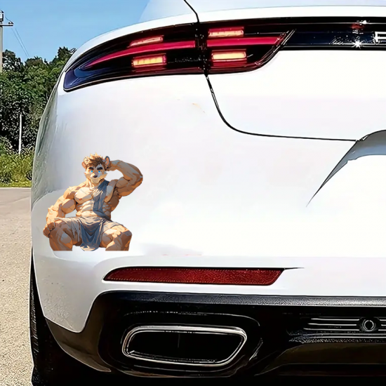 Muscular Furry Lion with Purple Car Sticker, adds a personal touch to your luggage, travel bags, and backpacks. Vinyl car decals suitable for cars, motorcycles, laptops, computers, backpacks, water bottles, and more.