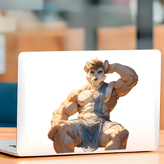 Muscular Furry Lion with Purple Car Sticker, adds a personal touch to your luggage, travel bags, and backpacks. Vinyl car decals suitable for cars, motorcycles, laptops, computers, backpacks, water bottles, and more.