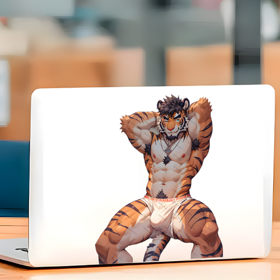 Tiger Furry Muscle Car Sticker Decal, residue-free removal, perfect for rented spaces and laptops. Vinyl car decals suitable for cars, motorcycles, laptops, computers, backpacks, water bottles, and more.