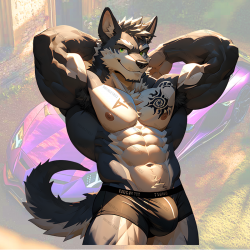 Muscular Wolf Furry Sticker/Decal, fun addition to your scrapbook, photo album, or handmade cards. Vinyl car decals suitable for cars, motorcycles, laptops, computers, backpacks, water bottles, and more.