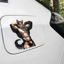 Muscular Wolf Furry Sticker/Decal, fun addition to your scrapbook, photo album, or handmade cards. Vinyl car decals suitable for cars, motorcycles, laptops, computers, backpacks, water bottles, and more.