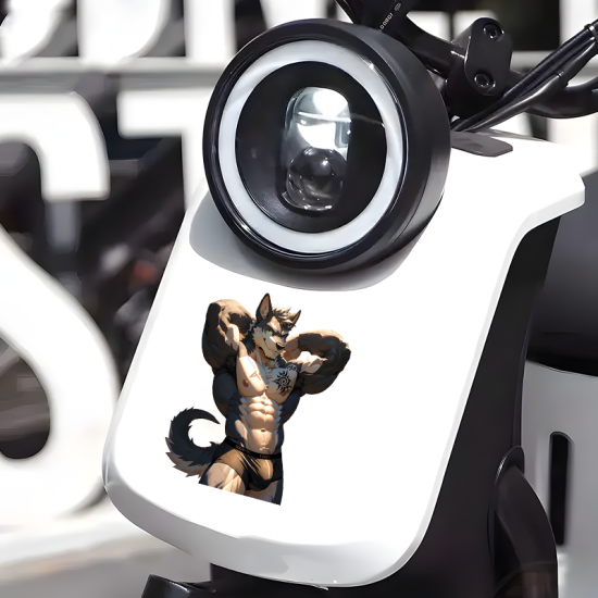 Muscular Wolf Furry Sticker/Decal, fun addition to your scrapbook, photo album, or handmade cards. Vinyl car decals suitable for cars, motorcycles, laptops, computers, backpacks, water bottles, and more.