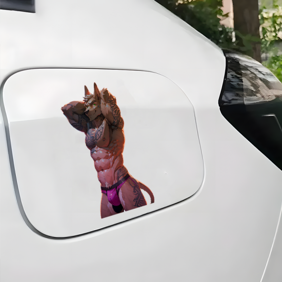 Muscular Furry Wolf with Lamborghini Sticker, easy to apply on cars, trucks, vans, and recreational vehicles. Vinyl car decals suitable for cars, motorcycles, laptops, computers, backpacks, water bottles, and more.