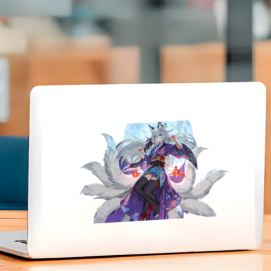 Anime Fox Girl Kimono Sticker Decal, ideal for water bottles, hydro flasks, phones, tablets, and car bumpers. Vinyl car decals suitable for cars, motorcycles, laptops, computers, backpacks, water bottles, and more.