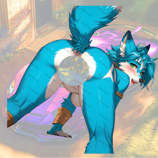 Blue Furry Car Decal - NSFW, vibrant colors perfect for art projects, collages, and crafts. Vinyl car decals suitable for cars, motorcycles, laptops, computers, backpacks, water bottles, and more.