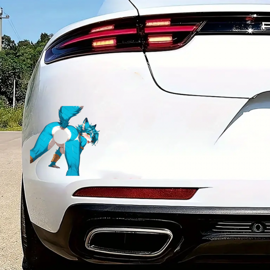 Blue Furry Car Decal - NSFW, vibrant colors perfect for art projects, collages, and crafts. Vinyl car decals suitable for cars, motorcycles, laptops, computers, backpacks, water bottles, and more.