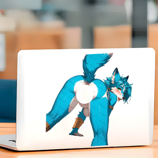 Blue Furry Car Decal - NSFW, vibrant colors perfect for art projects, collages, and crafts. Vinyl car decals suitable for cars, motorcycles, laptops, computers, backpacks, water bottles, and more.