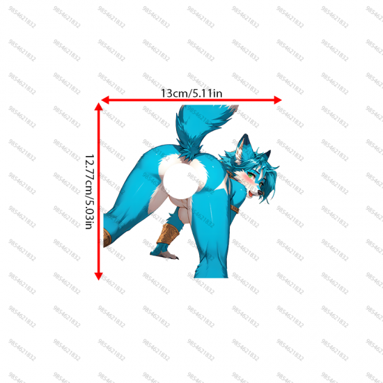 Blue Furry Car Decal - NSFW, vibrant colors perfect for art projects, collages, and crafts. Vinyl car decals suitable for cars, motorcycles, laptops, computers, backpacks, water bottles, and more.