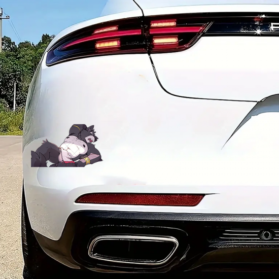 Muscular Wolf Anthro Sticker/Decal, perfect for customizing hydro flasks and reusable water bottles. Vinyl car decals suitable for cars, motorcycles, laptops, computers, backpacks, water bottles, and more.