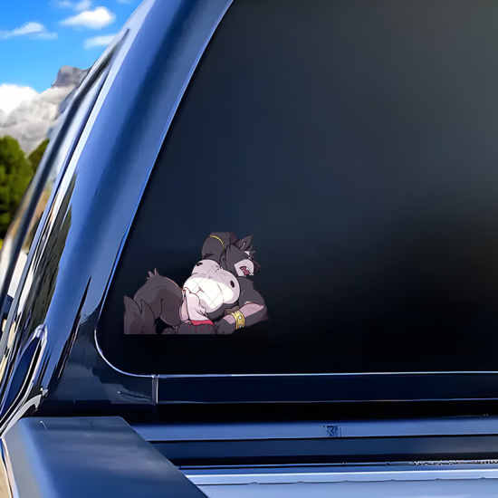 Muscular Wolf Anthro Sticker/Decal, perfect for customizing hydro flasks and reusable water bottles. Vinyl car decals suitable for cars, motorcycles, laptops, computers, backpacks, water bottles, and more.