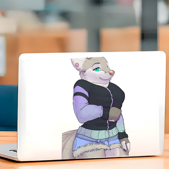 Furry Girl with Luxury Car Sticker, designed for MacBooks, iPhones, travel cases, guitars, and fridges. Vinyl car decals suitable for cars, motorcycles, laptops, computers, backpacks, water bottles, and more.