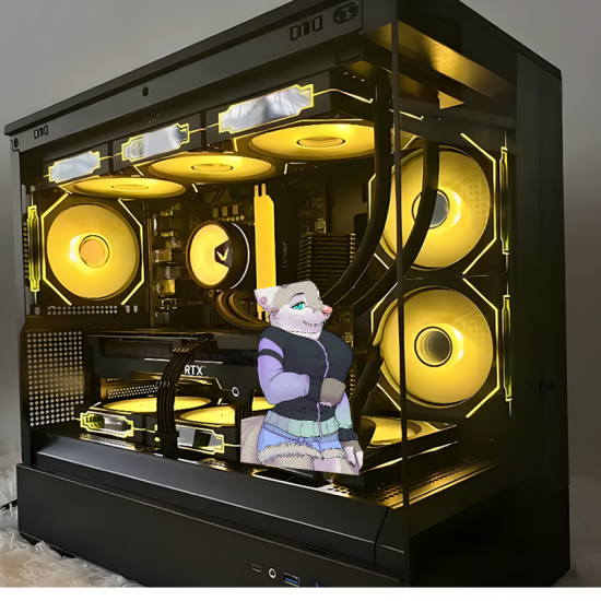 Furry Girl with Luxury Car Sticker, designed for MacBooks, iPhones, travel cases, guitars, and fridges. Vinyl car decals suitable for cars, motorcycles, laptops, computers, backpacks, water bottles, and more.