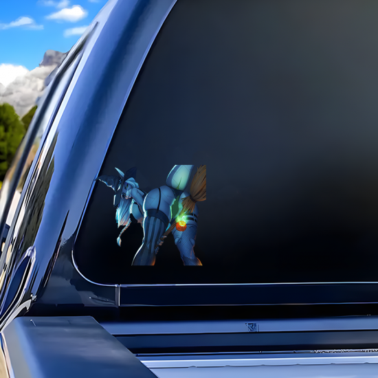 Furry Witch Halloween Car Decal Sticker, vibrant colors perfect for art projects, collages, and crafts. Vinyl car decals suitable for cars, motorcycles, laptops, computers, backpacks, water bottles, and more.
