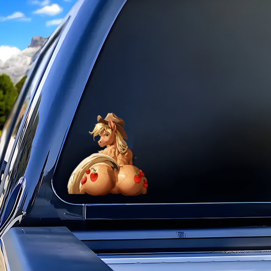 Applejack Pony Car Decal, high definition print suitable for collectors and fans. Vinyl car decals suitable for cars, motorcycles, laptops, computers, backpacks, water bottles, and more.