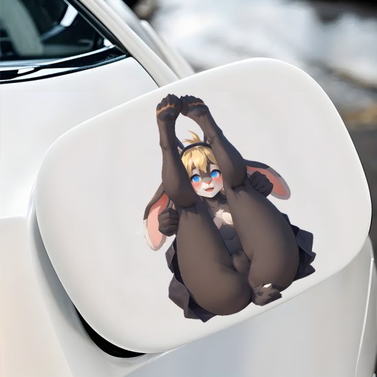 Bunny Boy Showing Off Sticker, suitable for adding character to your car's rear windshield. Vinyl car decals suitable for cars, motorcycles, laptops, computers, backpacks, water bottles, and more.