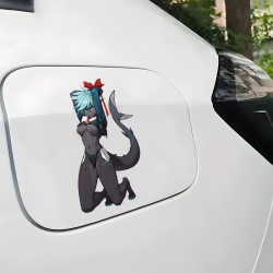 Shark Girl with Bow Car Decal Sticker, great for adding a pop of color to your fridge or freezer. Vinyl car decals suitable for cars, motorcycles, laptops, computers, backpacks, water bottles, and more.