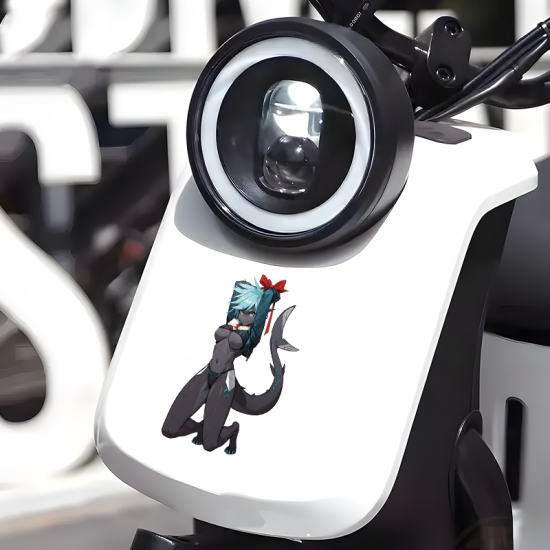 Shark Girl with Bow Car Decal Sticker, great for adding a pop of color to your fridge or freezer. Vinyl car decals suitable for cars, motorcycles, laptops, computers, backpacks, water bottles, and more.