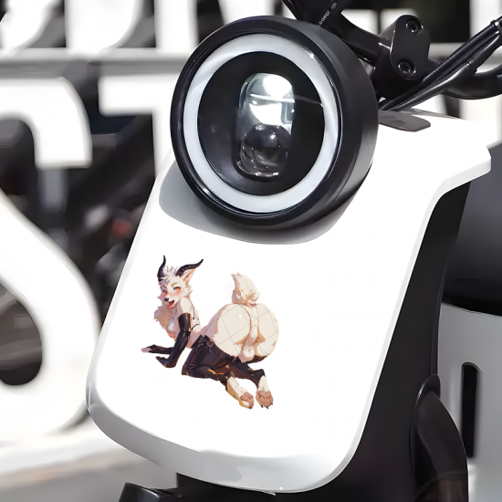 Furry Horned Fox on Car Sticker, ideal for customizing your airpods case or headphone stand. Vinyl car decals suitable for cars, motorcycles, laptops, computers, backpacks, water bottles, and more.