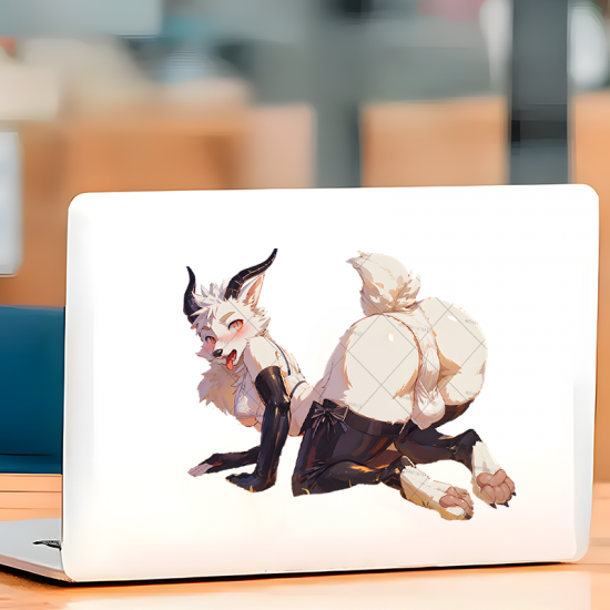 Furry Horned Fox on Car Sticker, ideal for customizing your airpods case or headphone stand. Vinyl car decals suitable for cars, motorcycles, laptops, computers, backpacks, water bottles, and more.