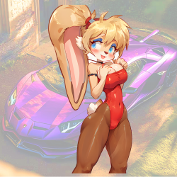 Bunny Girl Red Leotard Lamborghini Car Decal Sticker, cute design suitable for party favors, goodie bags, and rewards. Vinyl car decals suitable for cars, motorcycles, laptops, computers, backpacks, water bottles, and more.