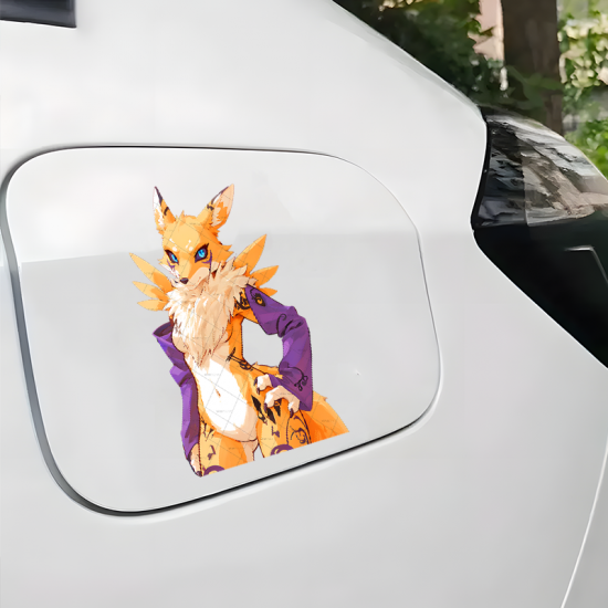 Anthro Fox with Lamborghini Sticker, perfect for decorating bicycle frames, helmets, and accessories. Vinyl car decals suitable for cars, motorcycles, laptops, computers, backpacks, water bottles, and more.