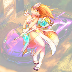 Furry Fox Mage with Lamborghini Sticker, great for musical instruments like guitar cases, drums, and pianos. Vinyl car decals suitable for cars, motorcycles, laptops, computers, backpacks, water bottles, and more.