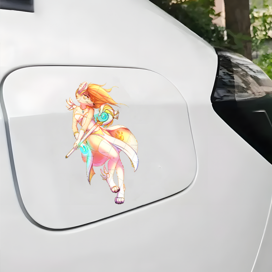 Furry Fox Mage with Lamborghini Sticker, great for musical instruments like guitar cases, drums, and pianos. Vinyl car decals suitable for cars, motorcycles, laptops, computers, backpacks, water bottles, and more.