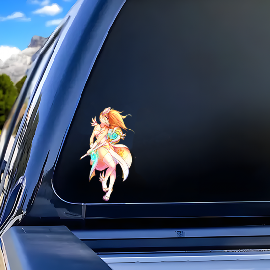 Furry Fox Mage with Lamborghini Sticker, great for musical instruments like guitar cases, drums, and pianos. Vinyl car decals suitable for cars, motorcycles, laptops, computers, backpacks, water bottles, and more.