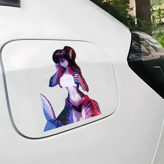 Furry Tiger Girl with Car Decal, suitable for computers,laptops, water bottles,suitcases,cars, and other surfaces. Vinyl car decals suitable for cars,motorcycles,laptops, computers, backpacks, water bottles, and more.