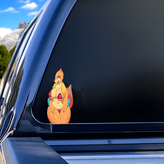 Bikini Fox Anthro Lamborghini Decal, excellent for decorating bedroom doors, lockers, and furniture. Vinyl car decals suitable for cars, motorcycles, laptops, computers, backpacks, water bottles, and more.