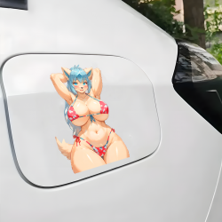 Bikini Furry Girl Car Decal, water-resistant sticker suitable for mugs, cups, and tumblers. Vinyl car decals suitable for cars, motorcycles, laptops, computers, backpacks, water bottles, and more.