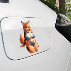 Tattooed Fox Girl and Sports Car Sticker, looks amazing on phone cases, tablets, gaming consoles, and controllers. Vinyl car decals suitable for cars, motorcycles, laptops, computers, backpacks, water bottles, and more.