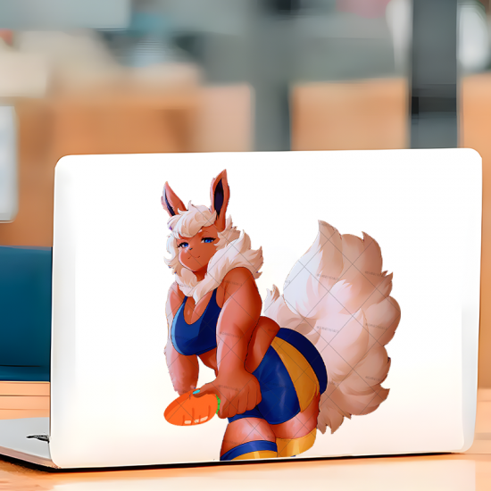 Lopunny Anime Girl Sticker with Carrot, durable sticker for toolboxes, hard hats, and construction gear. Vinyl car decals suitable for cars, motorcycles, laptops, computers, backpacks, water bottles, and more.