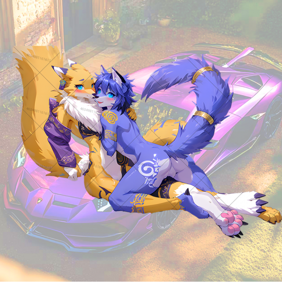 Furry Fox and Wolf Car Decal, durable and weather-resistant, perfect for outdoor gear and vehicles. Vinyl car decals suitable for cars, motorcycles, laptops, computers, backpacks, water bottles, and more.