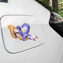 Furry Fox and Wolf Car Decal, durable and weather-resistant, perfect for outdoor gear and vehicles. Vinyl car decals suitable for cars, motorcycles, laptops, computers, backpacks, water bottles, and more.