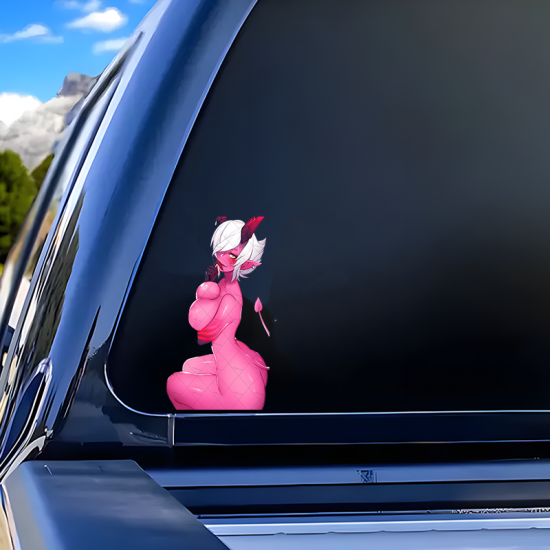 Succubus Pink Demon Girl Car Decal Sticker, stylish addition to your iPad, Kindle, e-reader, and tablet cases. Vinyl car decals suitable for cars, motorcycles, laptops, computers, backpacks, water bottles, and more.