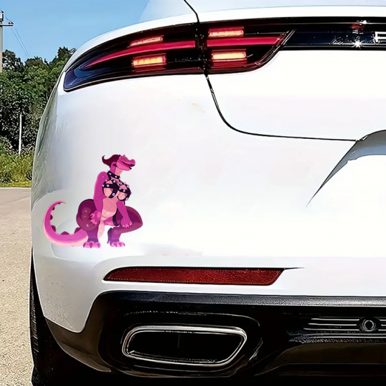 Pink Dragon Girl Sticker with Lamborghini, suitable for decorating envelopes, letters, and invitation cards. Vinyl car decals suitable for cars, motorcycles, laptops, computers, backpacks, water bottles, and more.