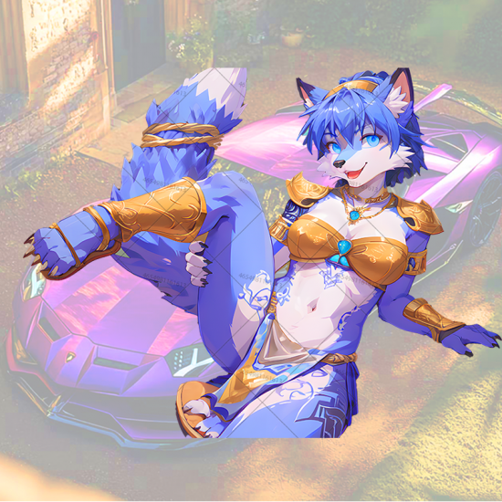 Blue Furry Goddess Car Decal Sticker, suitable for fixing up old furniture or adding flair to new items. Vinyl car decals suitable for cars, motorcycles, laptops, computers, backpacks, water bottles, and more.