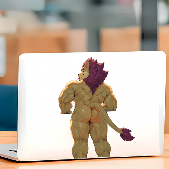 Lion Furry Muscle Car Decal Sticker, perfect for gaming setups, PC towers, and console skins. Vinyl car decals suitable for cars, motorcycles, laptops, computers, backpacks, water bottles, and more.