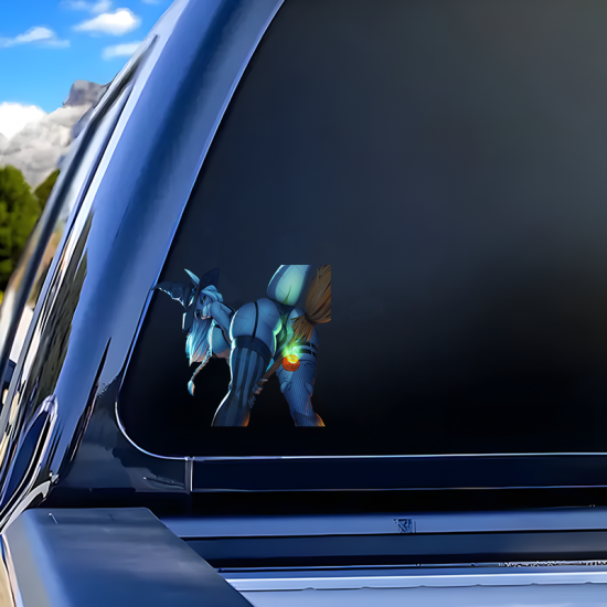 Furry Witch Girl With Broom Car Decal Sticker, durable sticker for toolboxes, hard hats, and construction gear. Vinyl car decals suitable for cars, motorcycles, laptops, computers, backpacks, water bottles, and more.