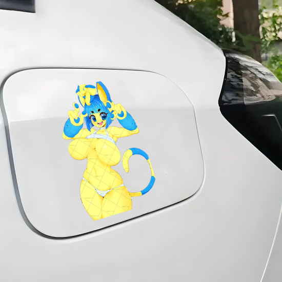 Anime Cat Girl Sticker/Decal, durable and weather-resistant, perfect for outdoor gear and vehicles. Vinyl car decals suitable for cars, motorcycles, laptops, computers, backpacks, water bottles, and more.