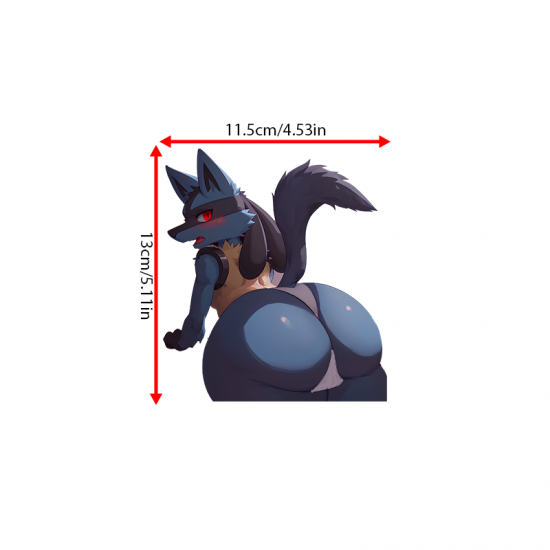 Lucario Booty Car Decal, great for decorating notebooks, journals, scrapbooks, and gift packages. Vinyl car decals suitable for cars, motorcycles, laptops, computers, backpacks, water bottles, and more.
