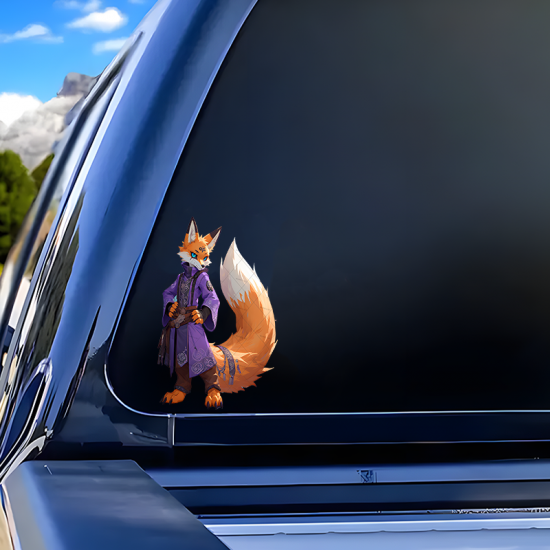Anthro Fox Mage with Purple Car Sticker, the perfect finishing touch for your scrapbooking masterpiece. Vinyl car decals suitable for cars, motorcycles, laptops, computers, backpacks, water bottles, and more.