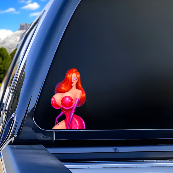 Jessica Rabbit Car Decal Sticker, strong adhesive suitable for travel suitcases and cargo boxes. Vinyl car decals suitable for cars, motorcycles, laptops, computers, backpacks, water bottles, and more.