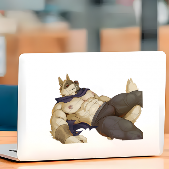 Muscular Furry Wolf Car Decal Sticker, ideal for customizing your airpods case or headphone stand. Vinyl car decals suitable for cars, motorcycles, laptops, computers, backpacks, water bottles, and more.