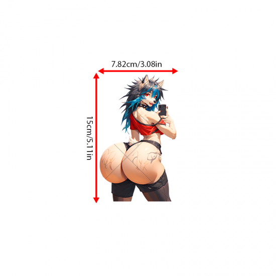 Anthro Wolf Girl Selfie Car Decal, fun addition to your scrapbook, photo album, or handmade cards. Vinyl car decals suitable for cars, motorcycles, laptops, computers, backpacks, water bottles, and more.