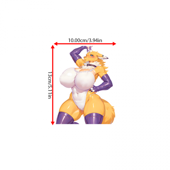 Anthro Fox Girl with Lamborghini Sticker, durable and weather-resistant, perfect for outdoor gear and vehicles. Vinyl car decals suitable for cars, motorcycles, laptops, computers, backpacks, water bottles, and more.